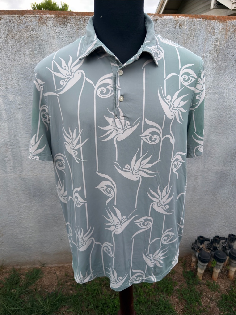 PreOwned Reyn Spooner Alfred Shaheen Polo Shirt Brrr Hawaiian Print Men's Large